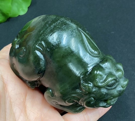 古玩玉器天然和田玉瑞獸擺件把件(帶珠寶機構(gòu)鑒定證書)拍賣，當前價格980元