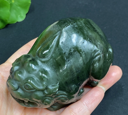 古玩玉器天然和田玉瑞獸擺件把件(帶珠寶機構(gòu)鑒定證書)拍賣，當前價格980元