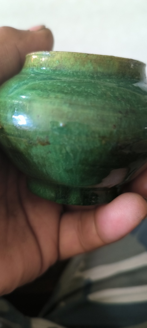 古玩陶瓷明單彩綠釉罐真品鑒賞圖
