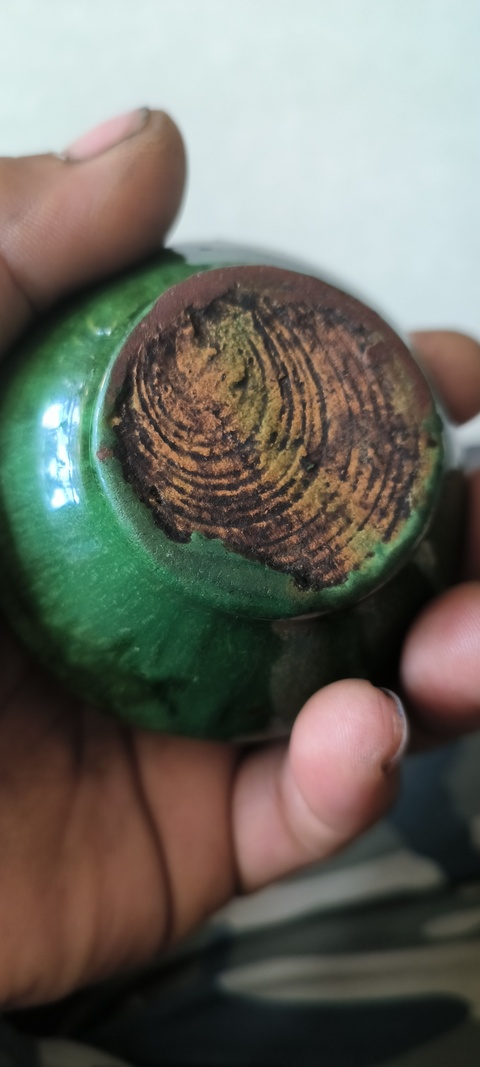 古玩陶瓷明單彩綠釉罐真品鑒賞圖