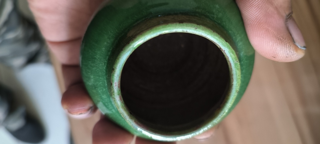 古玩陶瓷明單彩綠釉罐真品鑒賞圖