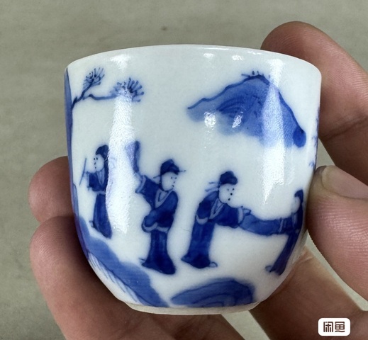 古玩陶瓷青花山水人物杯真品鑒賞圖