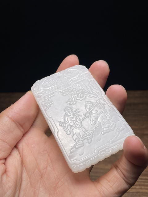 古玩玉器天然和田玉牌真品鑒賞圖