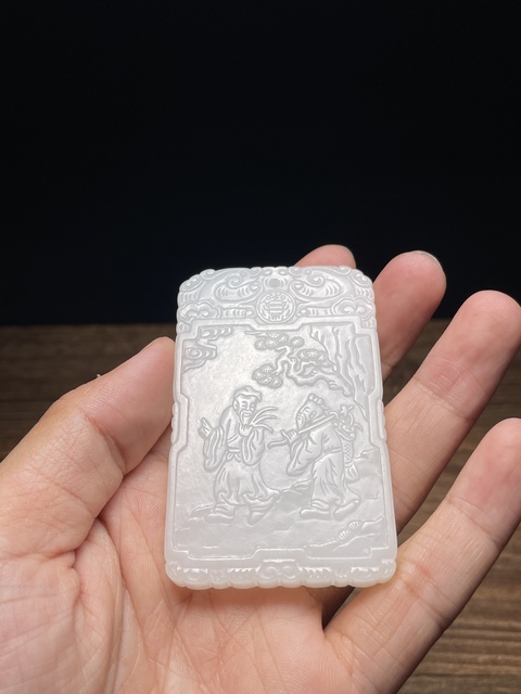 古玩玉器天然和田玉牌真品鑒賞圖