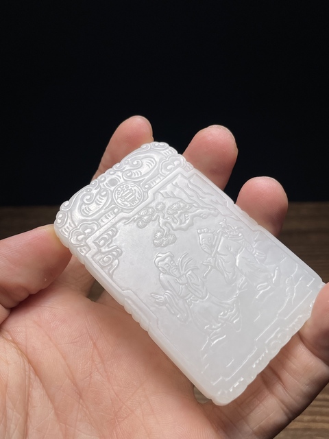 古玩玉器天然和田玉牌真品鑒賞圖