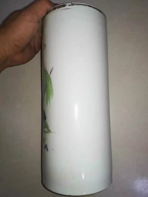 古玩陶瓷仕女紋新粉彩帽筒真品鑒賞圖