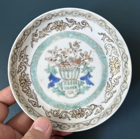 古玩陶瓷雍正料彩盤真品鑒賞圖