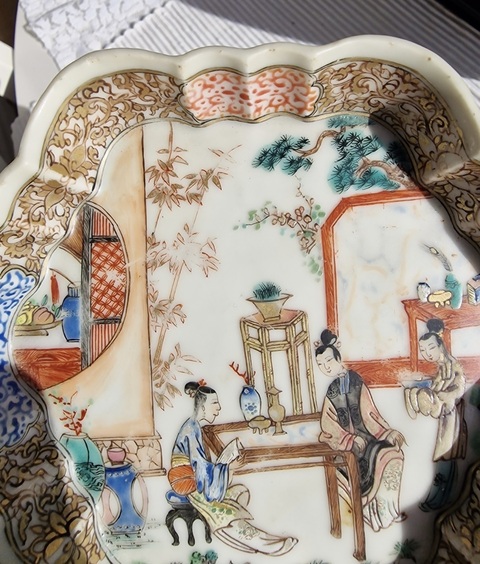 古玩陶瓷乾隆廣彩盤真品鑒賞圖