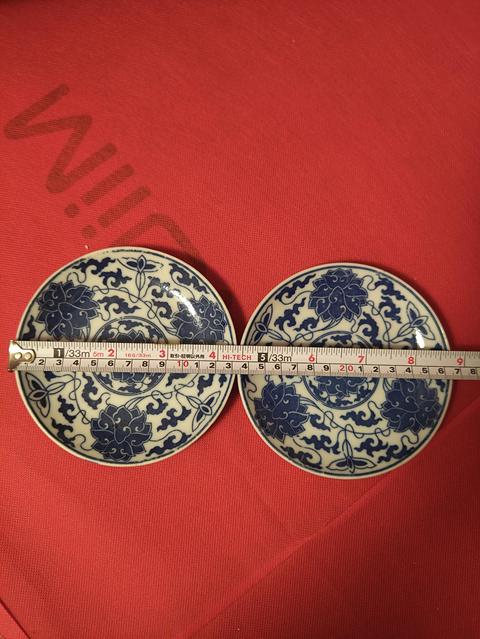 古玩陶瓷青花纏枝花紋盤一對(duì)拍賣，當(dāng)前價(jià)格1268元