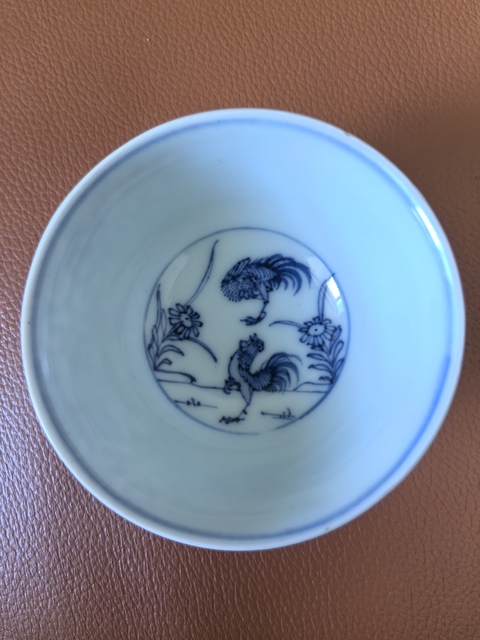 古玩陶瓷雍正淡描青花杯碟真品鑒賞圖