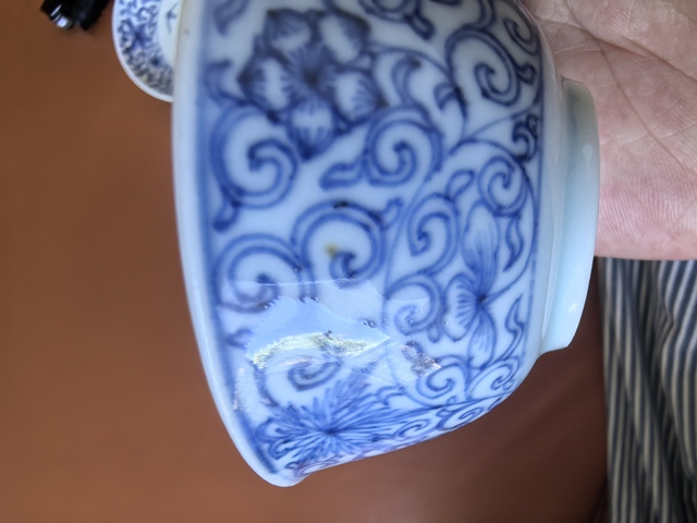 古玩陶瓷雍正淡描青花杯碟真品鑒賞圖