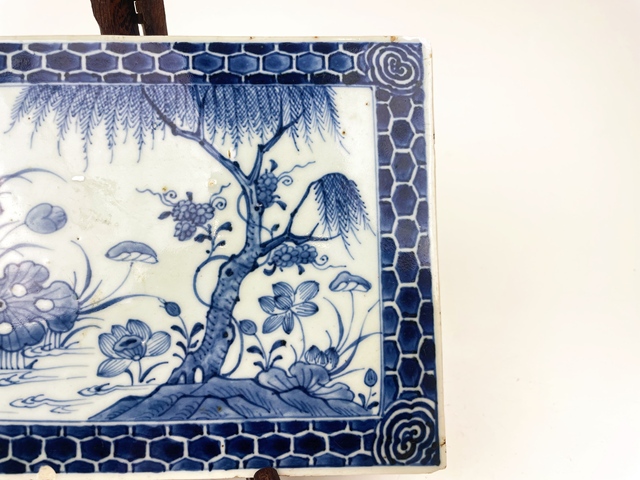 古玩陶瓷清中早期·青花荷塘月色滿池嬌瓷板拍賣，當前價格0元