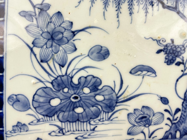 古玩陶瓷清中早期·青花荷塘月色滿池嬌瓷板拍賣，當前價格0元