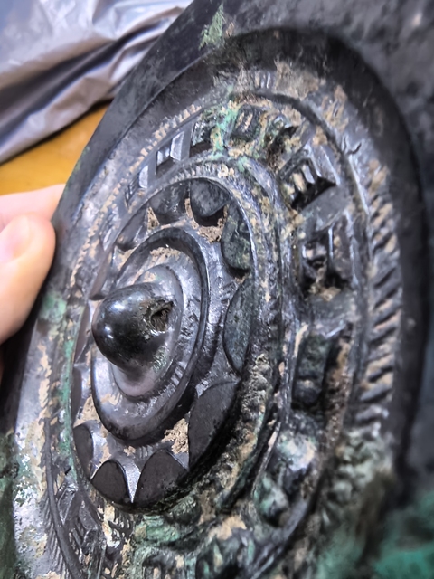 古玩銅器漢代單圈銘文鏡真品鑒賞圖