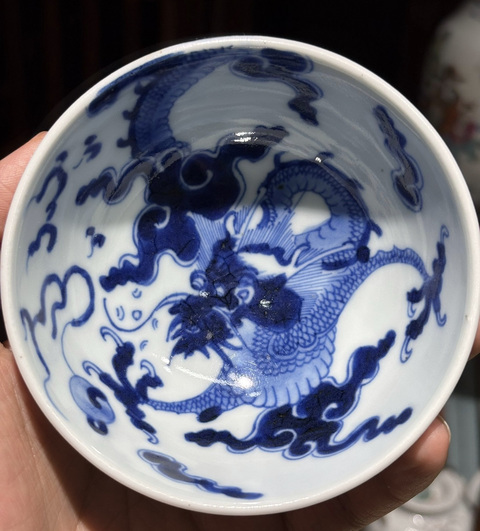 古玩陶瓷過墻龍杯真品鑒賞圖