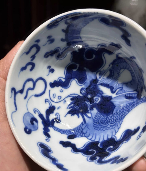 古玩陶瓷過墻龍杯真品鑒賞圖