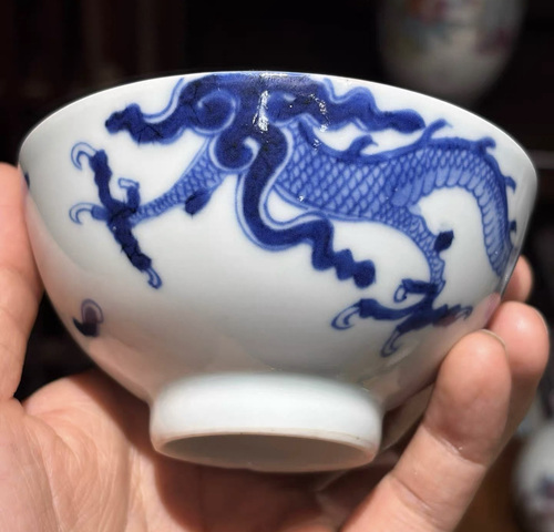 古玩陶瓷過墻龍杯真品鑒賞圖