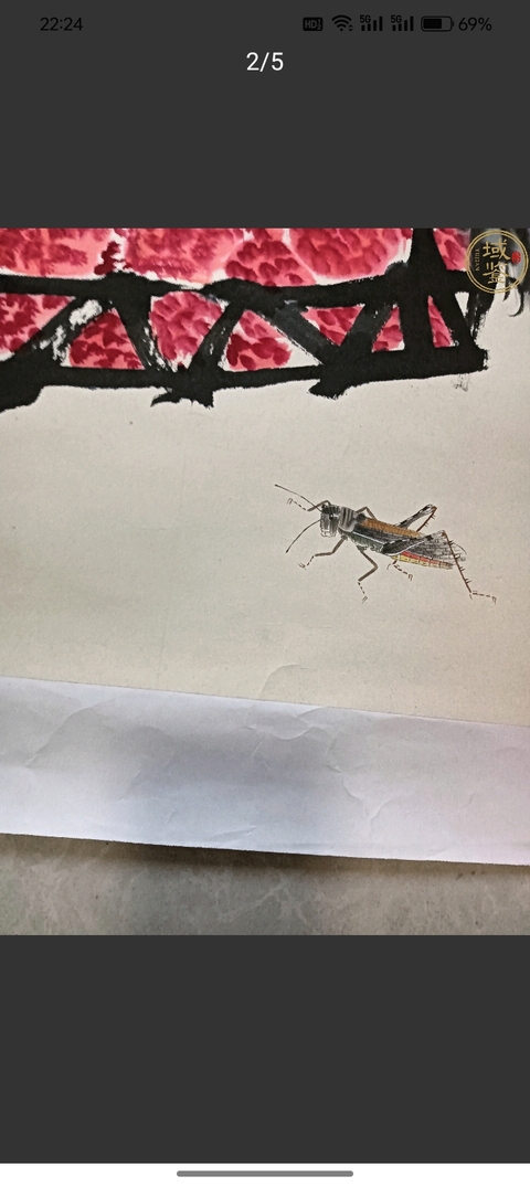 古玩字畫李克瑛荔枝草蟲圖真品鑒賞圖