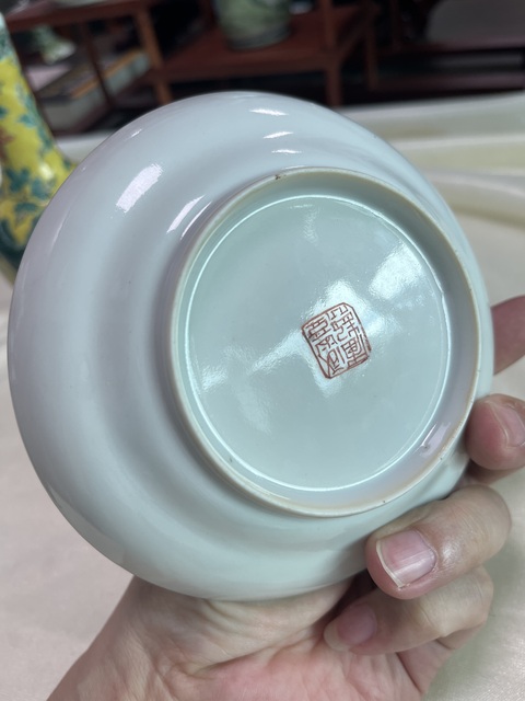 古玩陶瓷粉彩無雙譜人物折腰盤真品鑒賞圖