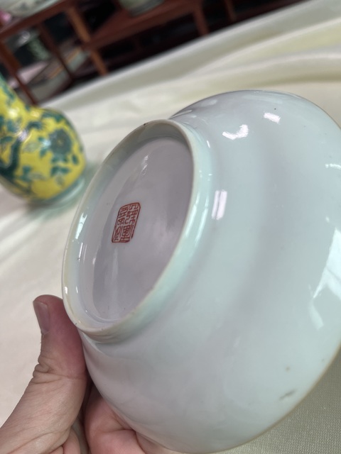 古玩陶瓷粉彩無雙譜人物折腰盤真品鑒賞圖