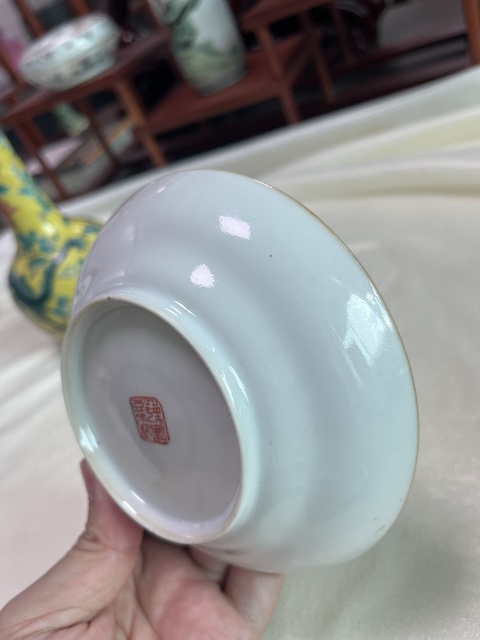 古玩陶瓷粉彩無雙譜人物折腰盤真品鑒賞圖