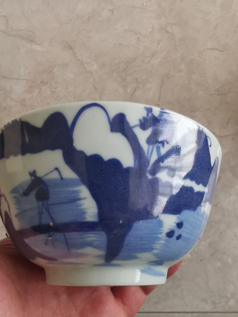 古玩陶瓷青花山水人物碗真品鑒賞圖