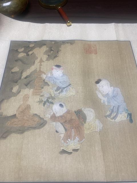 古玩字畫佚名嬰戲圖真品鑒賞圖