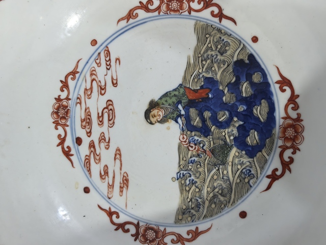 古玩陶瓷清晚青花五彩人物大碗真品鑒賞圖