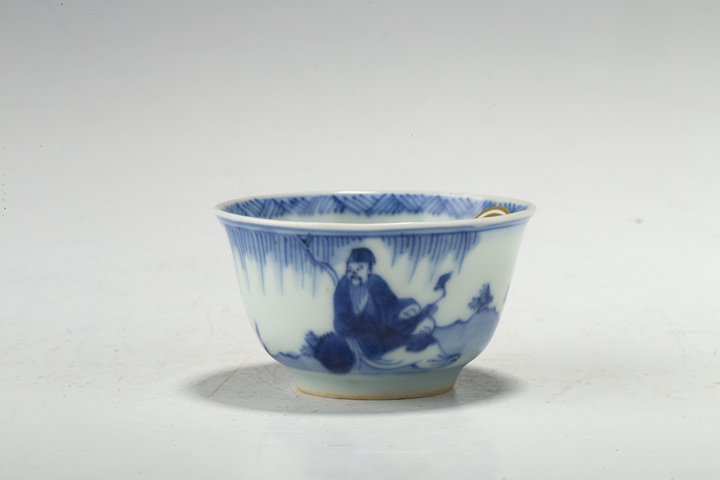 古玩陶瓷清康熙·青花人物故事紋杯真品鑒賞圖