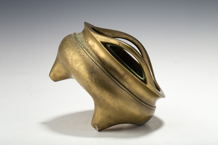 古玩銅器清晚·銅橋耳三足爐真品鑒賞圖