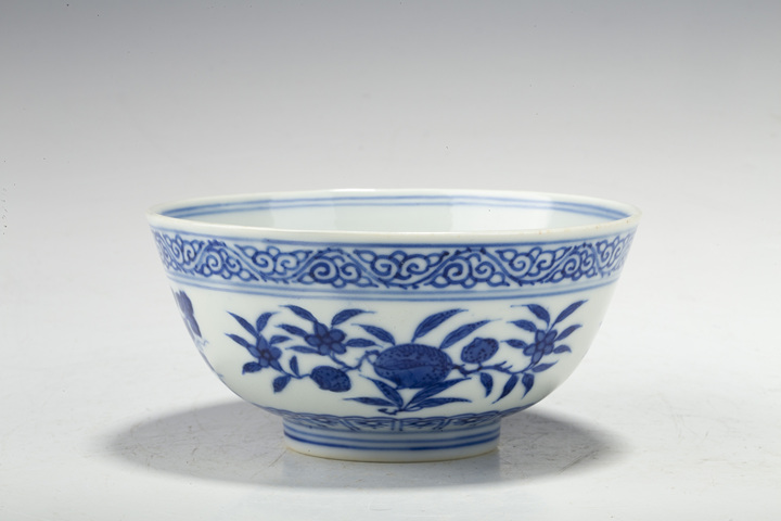 古玩陶瓷清光緒·青花內龍紋外三多紋碗（官）真品鑒賞圖