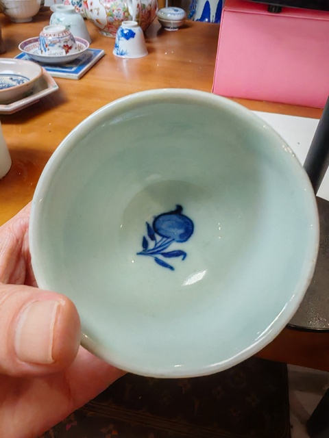 古玩陶瓷青花歲寒三友杯真品鑒賞圖