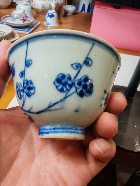古玩陶瓷青花歲寒三友杯真品鑒賞圖