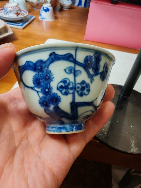古玩陶瓷青花歲寒三友杯真品鑒賞圖