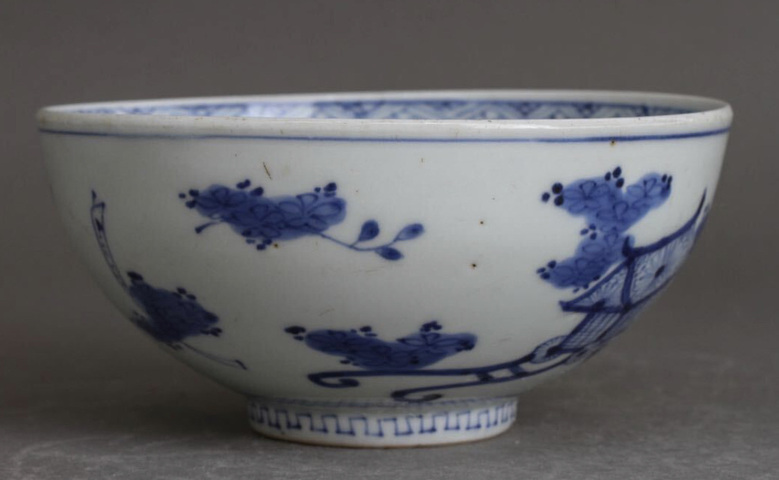 古玩陶瓷青花山水人物紋蓮子碗真品鑒賞圖