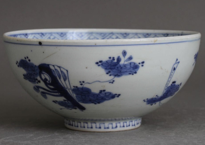 古玩陶瓷青花山水人物紋蓮子碗真品鑒賞圖