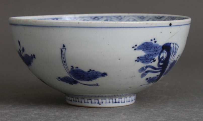 古玩陶瓷青花山水人物紋蓮子碗真品鑒賞圖