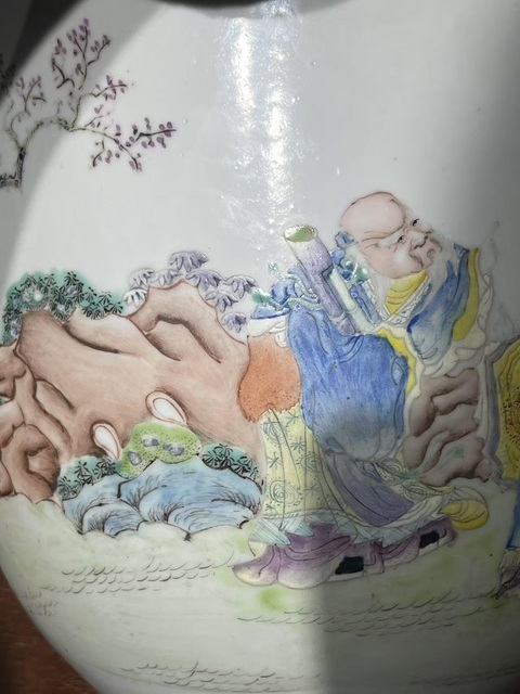 古玩陶瓷粉彩人物故事花盆拍賣，當前價格16000元