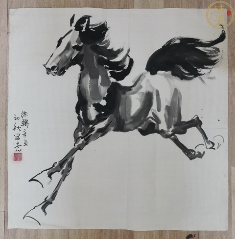 古玩字畫徐驥款寫意水墨奔馬真品鑒賞圖