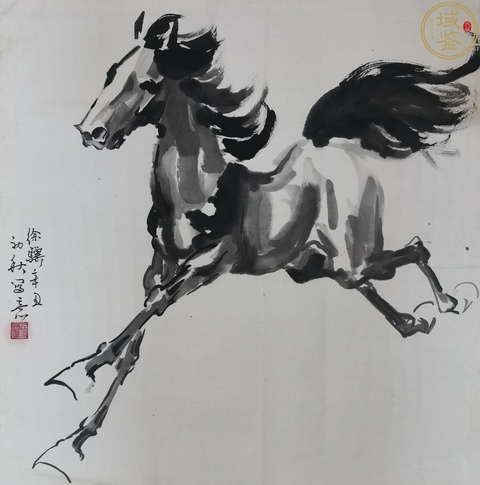 古玩字畫徐驥款寫意水墨奔馬真品鑒賞圖