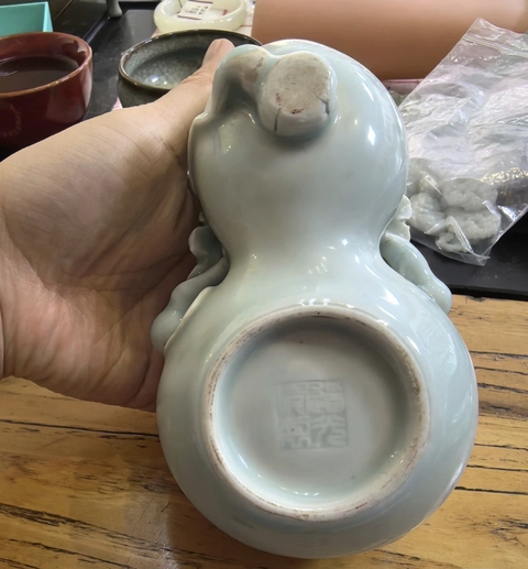 古玩陶瓷青釉水盂真品鑒賞圖