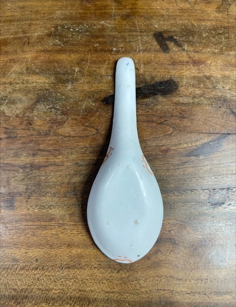 古玩陶瓷藍地粉彩鶴紋勺子拍賣，當前價格1500元