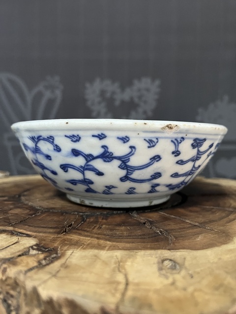 古玩陶瓷青花纏枝連紋藥碾拍賣，當(dāng)前價格688元