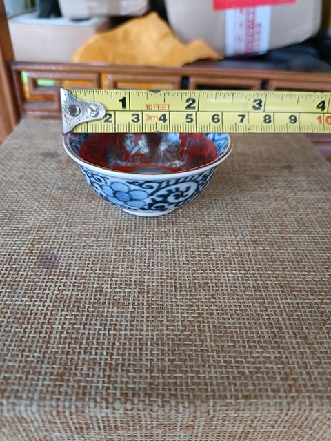 古玩陶瓷永樂年制款民國青花礬紅描金杯拍賣,當前價格58元
