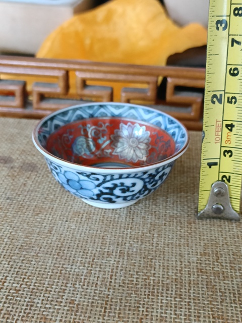 古玩陶瓷永樂年制款民國青花礬紅描金杯拍賣,當前價格58元