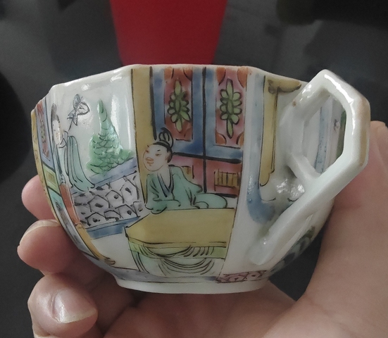 古玩陶瓷晚清廣彩杯真品鑒賞圖
