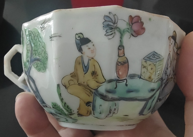 古玩陶瓷晚清廣彩杯真品鑒賞圖