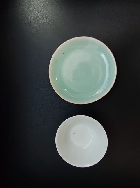 古玩陶瓷豆青釉杯盤拍賣，當前價格980元
