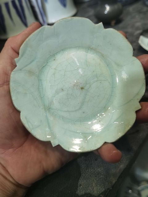 古玩陶瓷影青花口刻花洗真品鑒賞圖