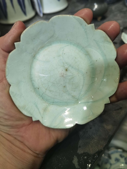 古玩陶瓷影青花口刻花洗真品鑒賞圖